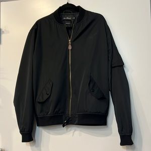 Ever Forward Black Bomber Jacket with Zipper and Pockets